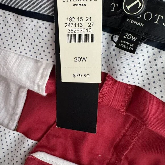 Talbots Heritage Cropped Ankle Pants 20W Red Cotton‎ Spandex NWT PT-2641 - Picture 8 of 14